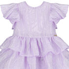 Girls Ruffle Layered Violet Dress, 2, hi-res
